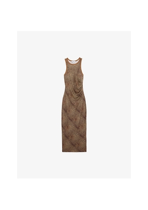 Womens Reiss Lola Snake-Print Jersey Midi Dress