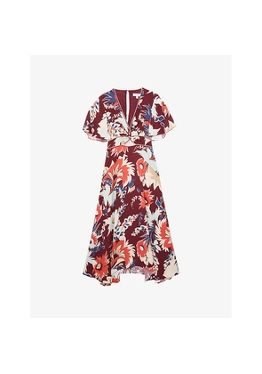 Womens Reiss Asha Floral-Print Woven Midi Dress