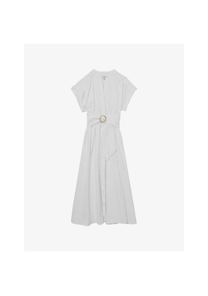 Womens Reiss Sally Short-Sleeve Cotton Midi Dress