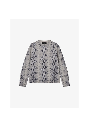 Womens Whistles Snakeskin-Intarsia Regular-Fit Wool Jumper