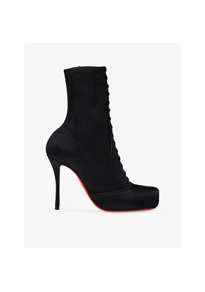 Womens Christian Louboutin Pavlova 100 Stretch-Satin Ankle Boots