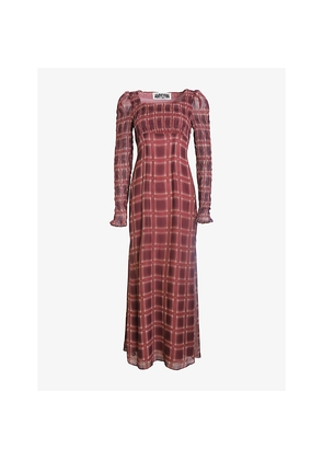 Womens Amy Lynn Checkered Smocked Chiffon Maxi Dress