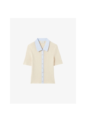 Womens Claudie Pierlot Ribbed Contrast-Trim Knitted Cardigan