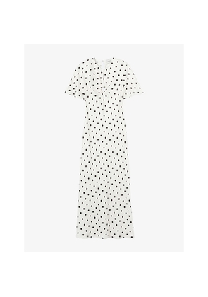 Womens Claudie Pierlot Polka-Dot Short-Sleeved Satin Maxi Dress