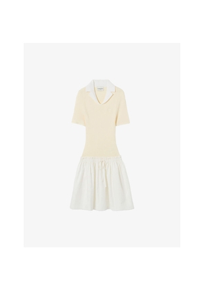 Womens Claudie Pierlot Two-In-One Knitted and Cotton Mini Dress