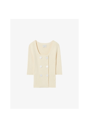 Womens Claudie Pierlot Double-Breasted Ribbed Knitted Cardigan
