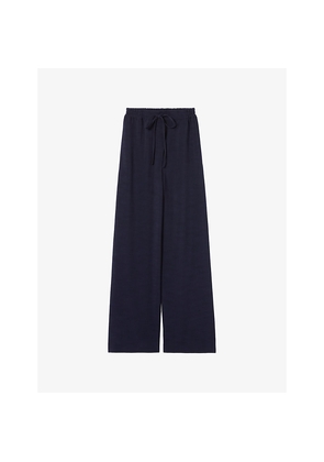 Womens Claudie Pierlot Wide-Leg Drawstring-Waist Lyocell-Blend Trousers
