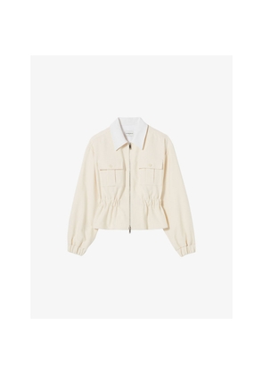 Womens Claudie Pierlot Chest-Pocket Fitted-Waist Cotton Jacket
