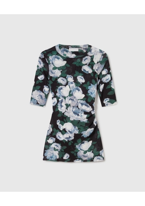 Stella McCartney - Floral Three-Quarter-Sleeve Mesh Top, , Size: M