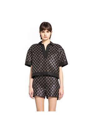 Embroidered Wool Tweed Lamé Shorts