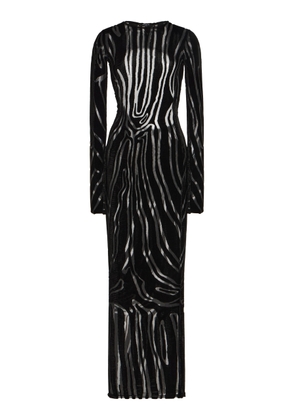 Balmain Open-Back Zebra-Patterned Velvet-Devoré Maxi Dress - Moda Operandi