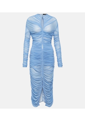 Mugler Draped cutout mesh midi dress