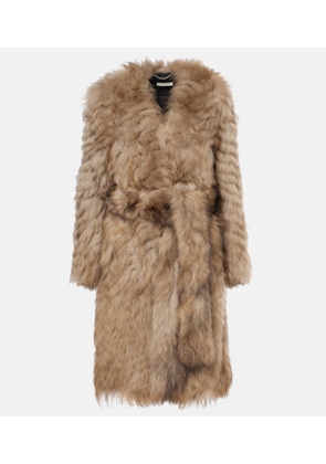 Jacques Wei Herringbone shearling wrap coat