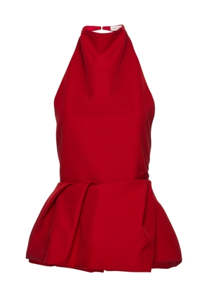 Magda Butrym Open Back Cotton-Blend Taffeta Peplum Top - Moda Operandi