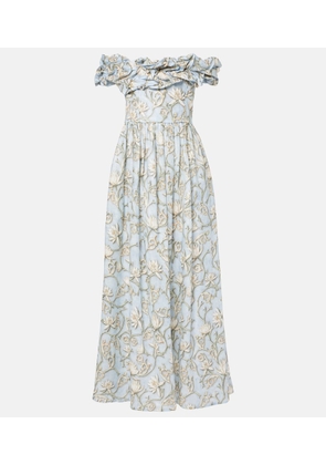 Agua by Agua Bendita Espliego ruffled floral linen maxi dress