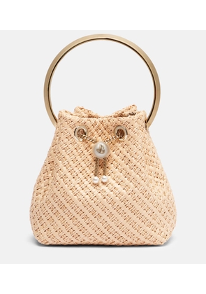 Jimmy Choo Bon Bon Small embellished raffia bucket bag