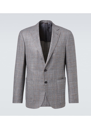 Canali Checked wool, silk, and cashmere blazer