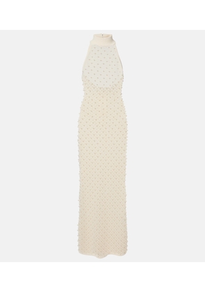 David Koma Crochet embellished turtleneck gown