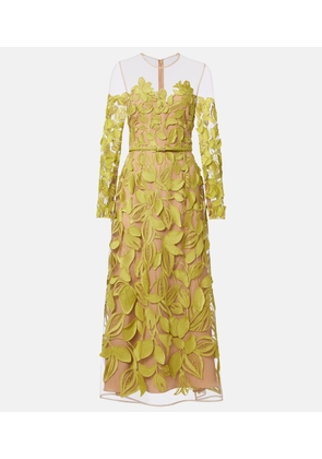Elie Saab Embroidered silk-blend midi dress