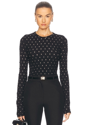 FRAME Dotted Stretch Mesh Top in Black Multi - Black. Size S (also in ).