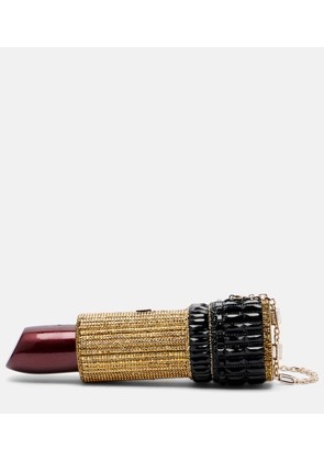 Judith Leiber Couture Lipstick Burgundy Glitter clutch