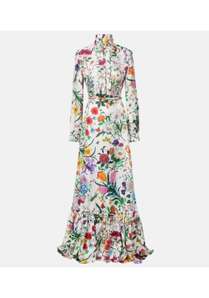 Gucci Floral belted silk twill gown