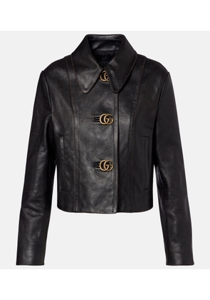 Gucci Double G leather jacket