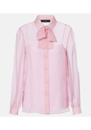 Gucci GG tie-neck printed chiffon shirt