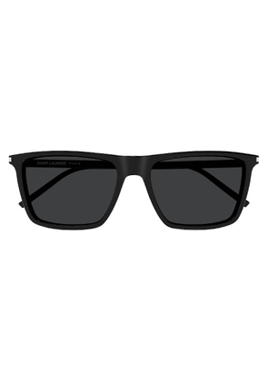 Saint Laurent Dark Grey Rectangular Mens Sunglasses SL 668 001 56