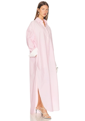 Helsa Oversized Shirt Dress in Tech Poplin in Rose Quartz - Rose. Size M/L (also in ).
