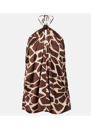 Faithfull Jensen animal-print halterneck satin top