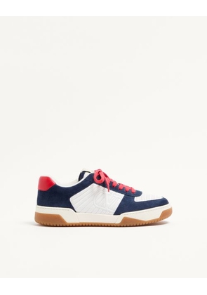 Valentino Garavani Sparry Trainer in Split Leather and Nappa Man COBALT/WHITE/CORAL 39