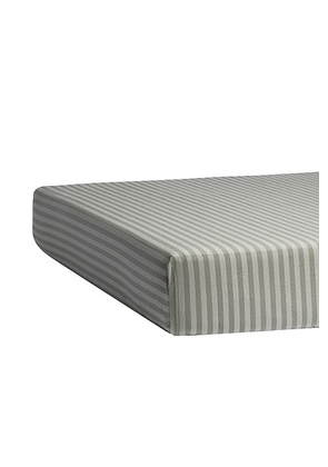 Parachute Percale Crib Sheet in Moss Stripe - Green. Size all.