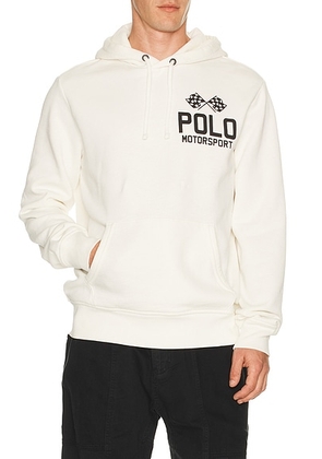 Polo Ralph Lauren Motorsport Graphic Hoodie in Nevis - Ivory. Size M (also in S, XL/1X, XXL/2X).
