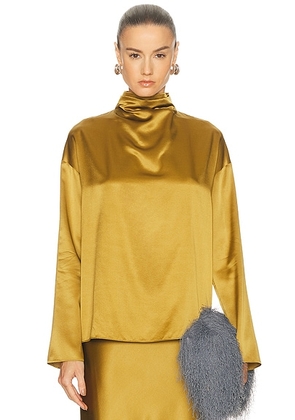 SRG Atlas Silk Top in Chartreuse - Olive. Size M (also in L, S, XS).