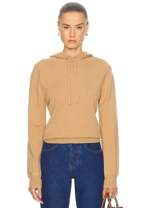 RENGGLI Cashmere Knit Hoodie in Toffee - Brown. Size M (also in S, XL, XS).