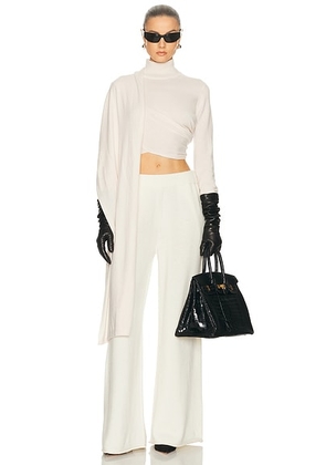 SRG Jetta Cashmere Draped Scarf Turtleneck in Cream - Cream. Size M (also in L, S, XL, XS).