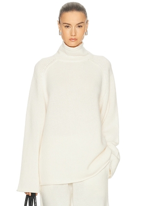 SRG Sukki Cashmere Oversized Turtleneck in Cream - Cream. Size M (also in L, S, XL, XS).