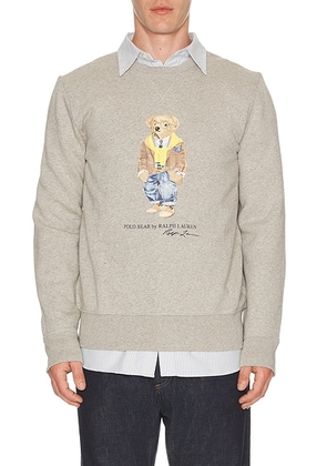 Polo Ralph Lauren Fleece Novelty Bear Crewneck Sweatshirt in Loft Heather - Grey. Size S (also in XL/1X, XXL/2X).