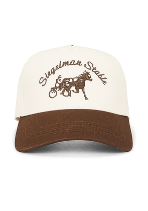 Siegelman Stable Five Panel Hat in Ivory & Brown - Cream. Size all.