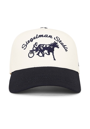 Siegelman Stable Five Panel Hat in Cream & Navy - Cream. Size all.