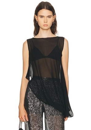 SEV Silk Side Drape Top in Black - Black. Size 38 (also in 40).