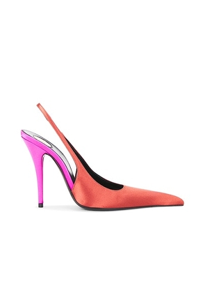 Saint Laurent Deroche Slingback Pump in Dark Ruggine & Orchid Fuxia - Rust. Size 38 (also in 38.5, 39).