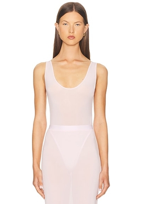 WARDROBE.NYC Sheer Tank Bodysuit in Blush - Blush. Size M (also in S, XL, XS).