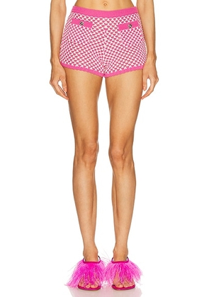 VERSACE Knit Mini Short in Eggshell & Guava - Pink. Size 42 (also in ).