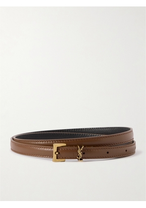 SAINT LAURENT - Cassandre Leather Belt - Brown - 65,70,75,80,85,90,95,100