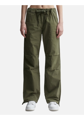 Green Washed Cotton Canvas Drawstring Pants
