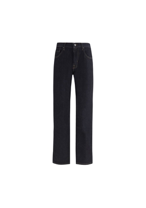 7FOR Blue Cotton Straight-Leg Jeans - 34