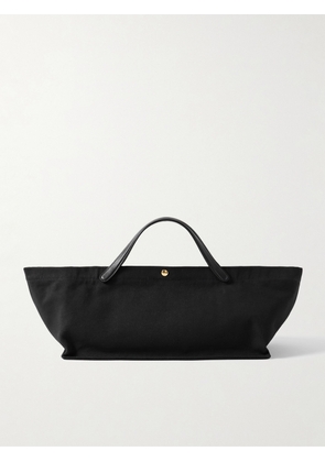 The Row - Idaho Leather-trimmed Cotton-canvas Tote - Black - One size