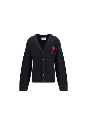 Ami Paris Black Fleece Wool Cardigan - XL